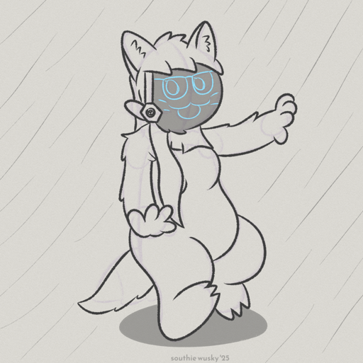 Sketch of Catabit with slightly more chibi proportions. She appears
                        to be walking forwards with one arm down and one arm outwards. She looks
                        at the viewer with an open smile.