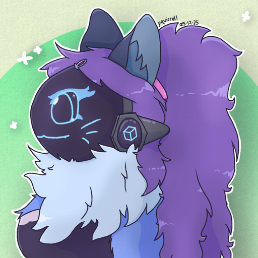 Catabit's design as of the start of 2026 looking left with her hair in a ponytail.