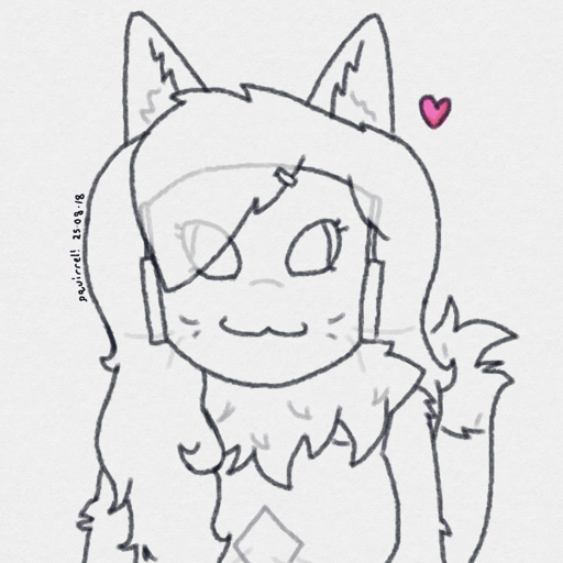 Clean sketch of Catabit showing her looking straight at the viewer.
                        She has a heart above and to the right of her. She looks really cute here.