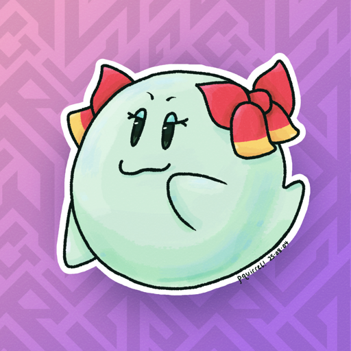 Lady Bow from Paper Mario 64, looking mostly as usual. She has her
                        left arm raised up, as if it is touching her cheek.