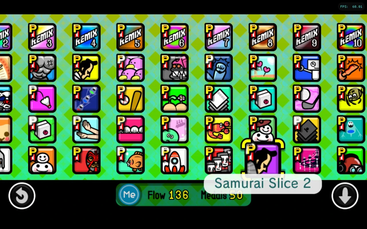 A Rhythm Heaven Fever game selection screen with all perfects shown